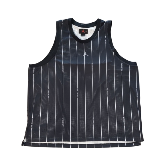 Nike Air Jordan Essentials All Over Printed Jersey Black White Pinstripe - Picture 2 of 14